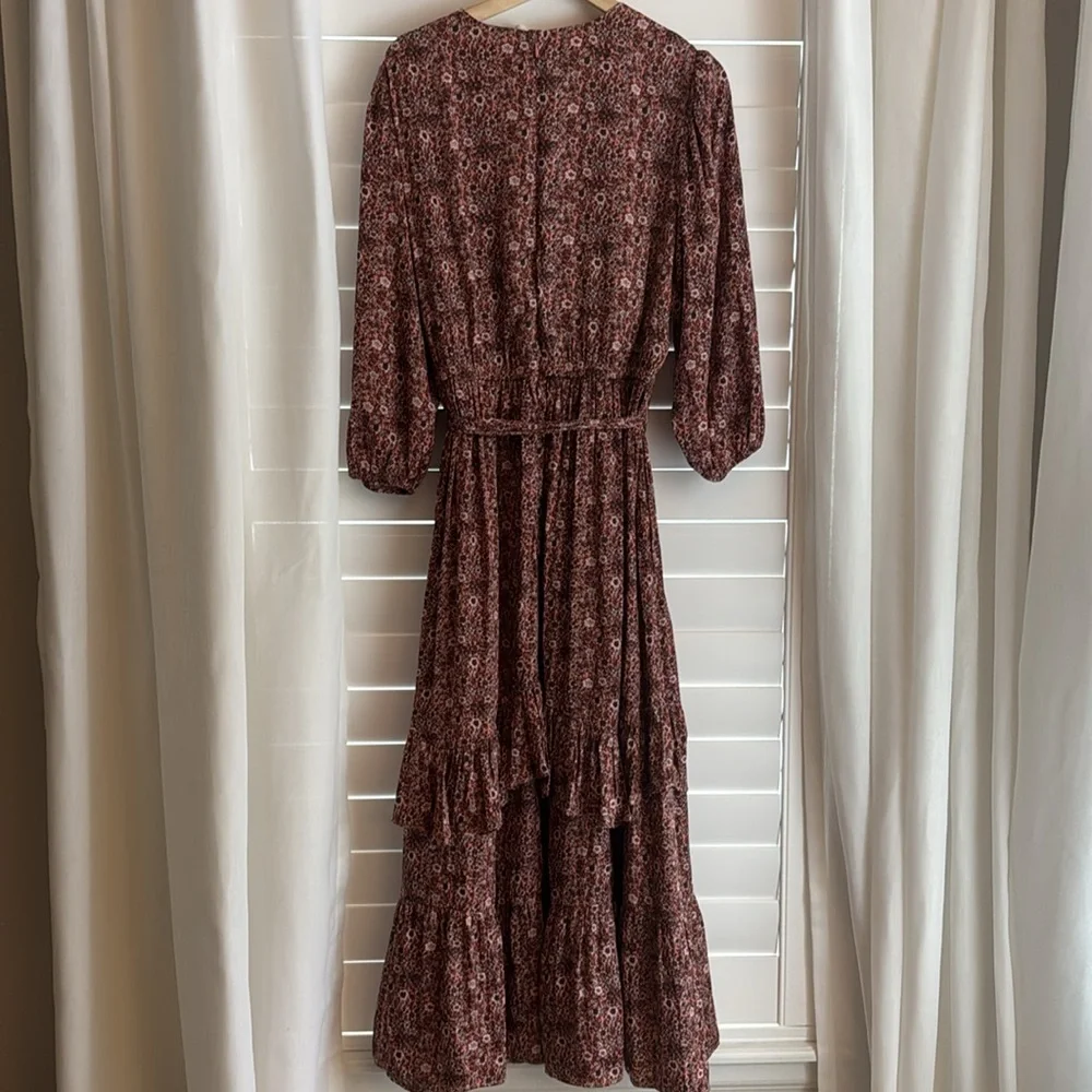 Lane Bryant 3/4 Sleeve Flounce Hem Midi Dress in Rose Floral | Plus Size Dress - Picture 9 of 11